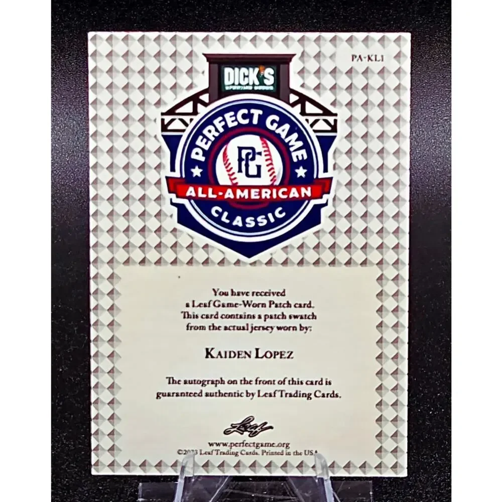 Kaiden Lopez Auto 1/1 Patch Ole Miss Rebels Prospect